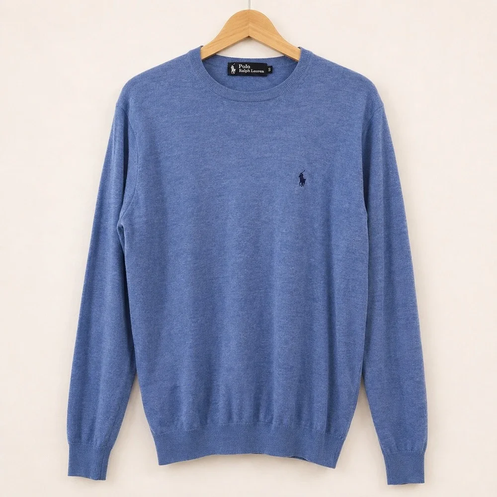 Polo Ralph Lauren Old Money Crewneck Sweater Mens 4XL Blue Wool Cashmere Preppy